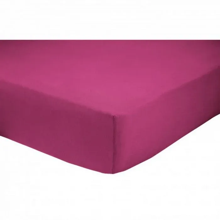 Drap housse prune en poly coton