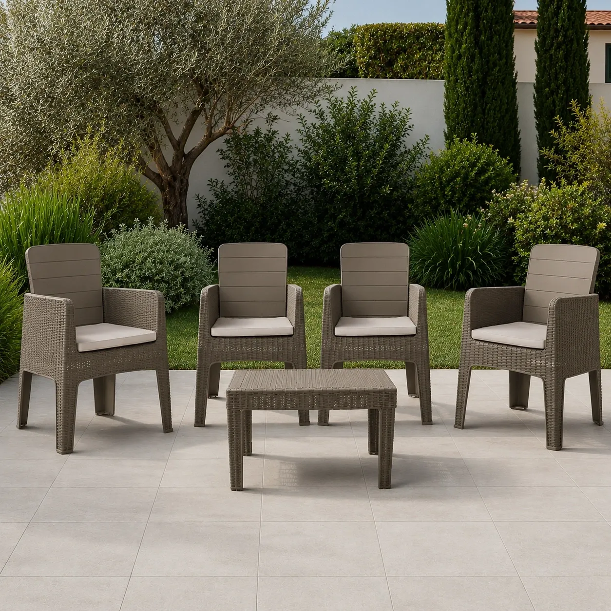 Salon de jardin Maréchal 4 places taupe